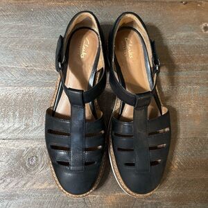 Clarks Women's Black Leather Sandals